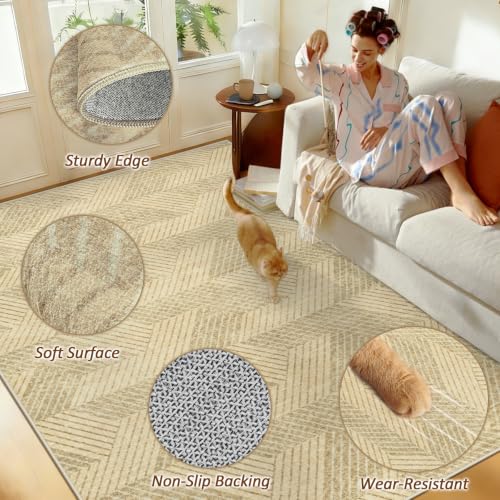 MXSANYOO Area Rugs 9x12 for Living Room, Washable Geometric Brown Carpet - color: Brown, size: 9' x 12' (Rectangular)
