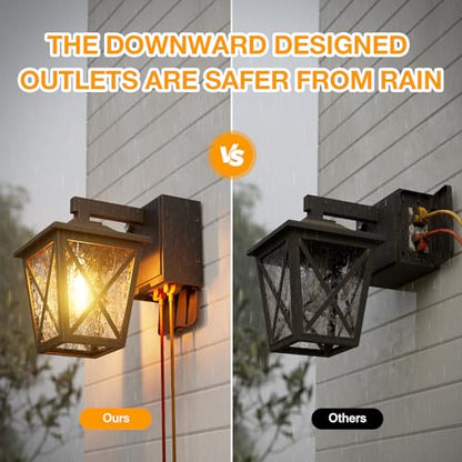 Ehaho Porch Light with GFCI Outlet Aircraft Grade Aluminum Alloy Bronze 1PC - color: Bronze, size: 1PC