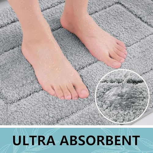 Buganda Microfiber Bathroom Rugs 70x24, Soft Shaggy Absorbent Bath Rugs - color: Grey, size: 70" X 24"