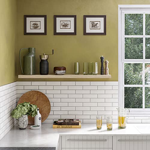 Ballucci Floating Shelf, 48" Wood Wall Shelf with Invisible Brackets for Bathroom, Living Room, Bedroom, Kitchen, Nursery, 8" Deep, Oak Finish - color: Natural Oak, size: 47.2 inches