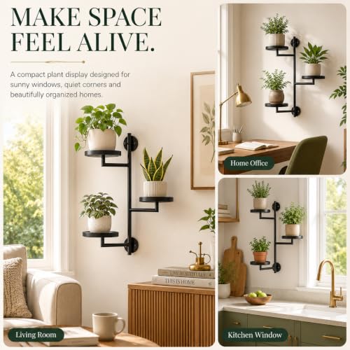 Window Plant Shelf, Wall Mounted Rotating Plant Holder Indoor