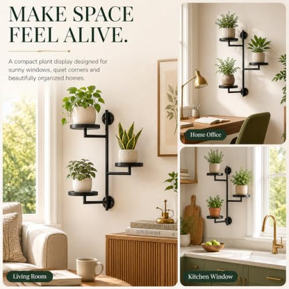 Window Plant Shelf, Wall Mounted Rotating Plant Holder Indoor