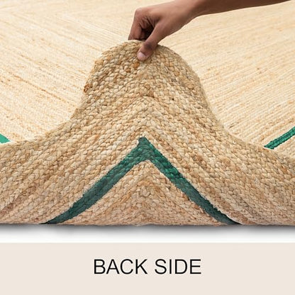 Wave Scalloped Jute Rug Entryway Natural Boho Area Rug Green 2'x4' - color: Emerald Green, size: 2'x4'