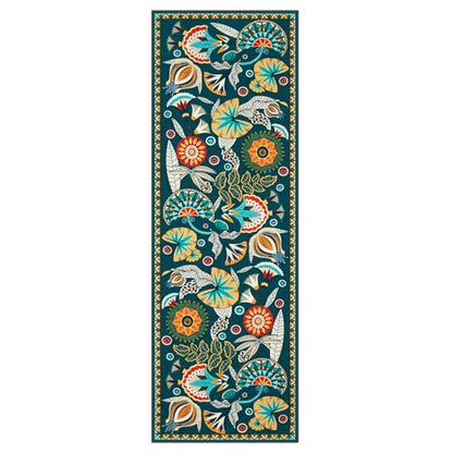 Joydeco Egypt Floral Boho 2x6 Washable Kitchen Hallway Bathroom Rug Runner - color: Dark Green, size: 2' x 6' (Runner)