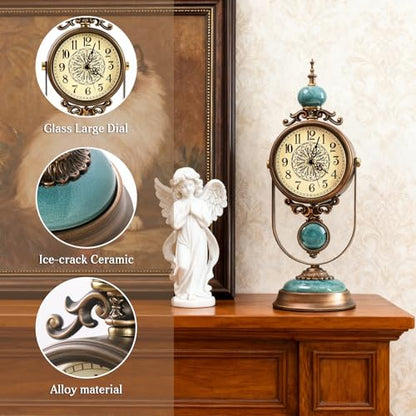 Large Mantel Clock for Fireplace, Vintage Table Clock, 19.3 inch
