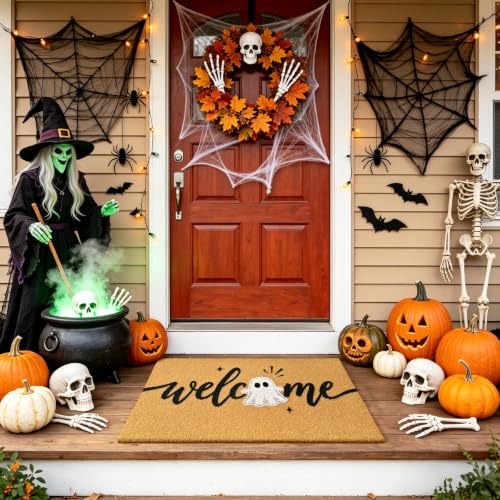Halloween Welcome Mat Ghost Non-Slip Front Door Mat, 17x29 in - color: Ghost