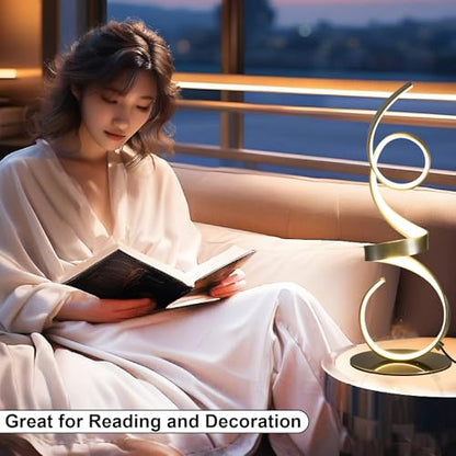 20W 2700LM 3 Colors Dimmable LED Art Table Lamp 21.4 Inch with Touch Switch for Living Room,Bedroom (Sand Nickel(Remote)) - color: Sand Nickel(Remote)