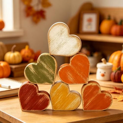 Wooden Hearts Fall Decor, Fall Decorations for Home - style: Fall Heart