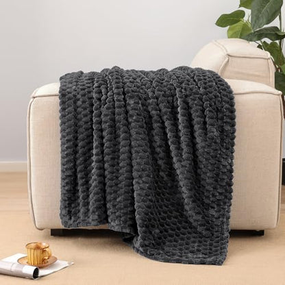 PHF Soft Cozy Fleece Throw Blanket, 340GSM Lightweight Warmth, Dark Grey - color: Dark Grey, size: Throw(50"x60")