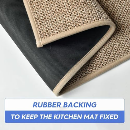 Artoid Mode Non-Slip Kitchen Rugs and Mats Set of 3-17x29 + 17x36 + 17x47 - color: Linen, size: 17" x 29"/17" x 36"/17"x 47"
