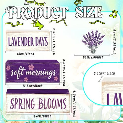 Spring Decoration Wooden Tiered Tray Decor – Rustic Lavender Days Stacked Block Sign with Lavender Flower Topper – Farmhouse Tabletop Spring Decor for Living Room Shelf Kitchen Coffee Bar Seasonal Home Display - style: Lavender