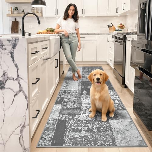 LOCHAS Washable Runner Rugs for Hallway 2x6, Non Slip Entryway Rug Runners - color: Grey, size: 6' x 2' (Rectangular)