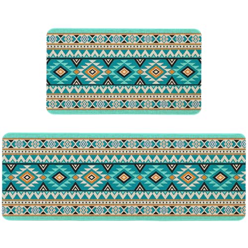Boho Kitchen Mats Set of 2 Non Slip Farmhouse Kitchen Rugs Bohemia Home Decor Low-Profile Washable Floor Mat 17x47 Inch and 17x29 Inch - color: Boho Kitchen Mat-01, size: 17x47 inch and 17x29 inch
