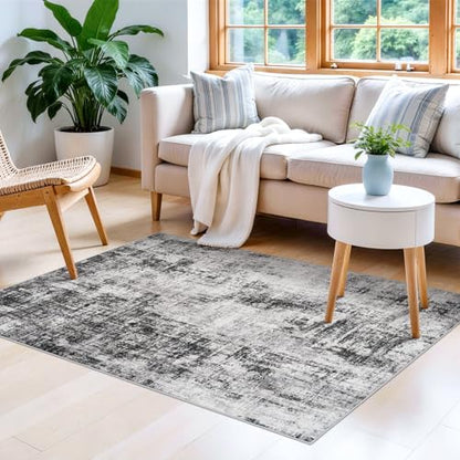 Washable 3x4 Entryway Rug: Modern Abstract Kitchen Rugs Black - color: Black, size: 3' x 4' (Rectangular)