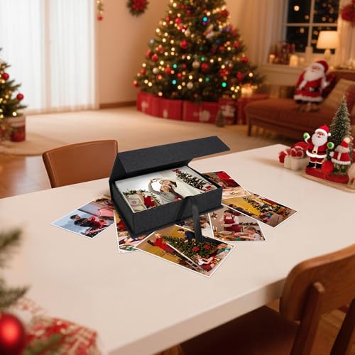 Photo Storage Box 4x6, Linen Photo Box - Black - color: Black, size: 4"x6"