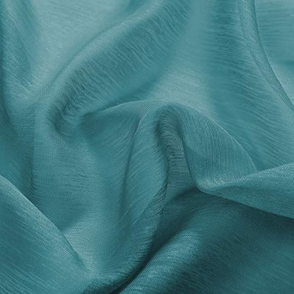 DONREN Teal Sheer Curtains 72 Inch Grommet 2 Pieces Faux Linen Voile Drapes Window Semi Sheer Curtains for Living Room Bedroom, 52 W x 72 L Inch Length - color: Teal, size: 52"W x 72"L (Pack of 2)