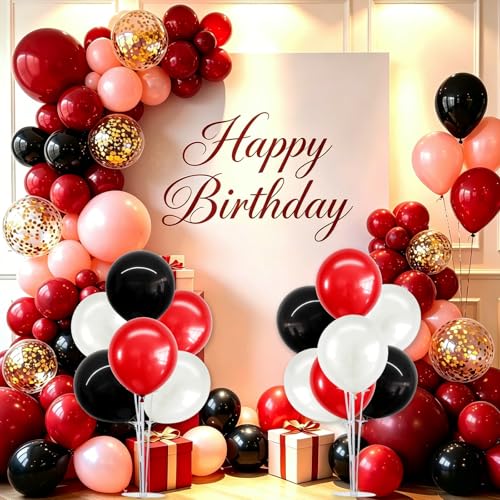 TONIFUL 4 Set Black Red White Balloon Stand Balloon Centerpieces for Table - color: Black Red White