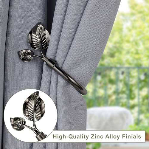 Leaf-Shaped Curtain Holdbacks 2pcs, Wall Mounted Alloy Curtains Side Holders, Curtain Tie Backs Hooks for Drapes Window Home Decoration, Brushed Black - color: Brushed Black