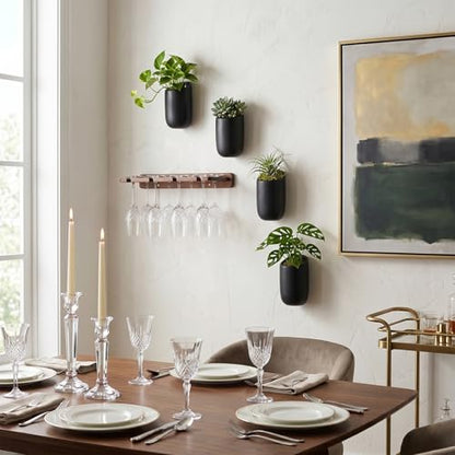 MyGift 6 Inch Black Ceramic Wall Planters for Succulents, Set of 4 - color: Matte Black (6 Inch)