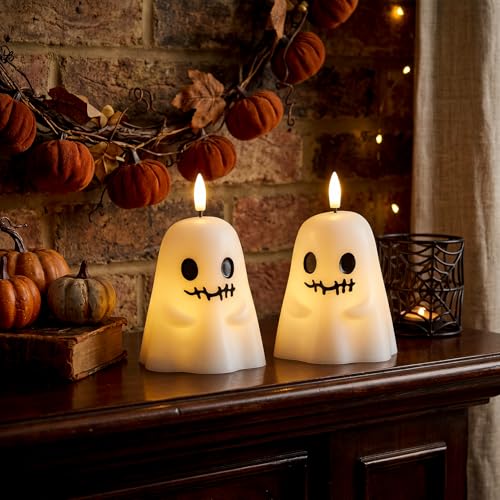 GenSwin Ghost Halloween Flameless Candles Battery Operated LED with Timer - color: 2-Ghost