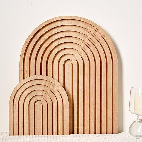 Wood Rainbow Arch - Modern Boho Room Decor for Wall Shelf, Fireplace Mantel, Counter, Table - Aesthetic Home Decoration for Living Room, Kitchen, Bedroom, Office, Nursery, Set of 2