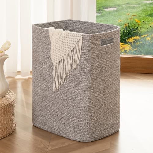 OIAHOMY Laundry Hamper Laundry Basket Rectangle Cotton Storage Basket Grey - color: Grey variegated