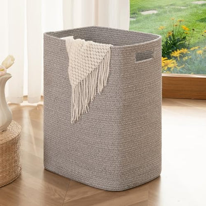 OIAHOMY Laundry Hamper Laundry Basket Rectangle Cotton Storage Basket Grey - color: Grey variegated