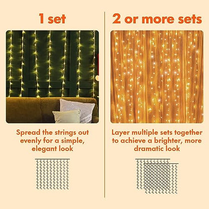Twinkle Star 300 LED Window Curtain String Lights, Warm White, 2 Pack - color: *Warm white, size: 300 LED-2PACK