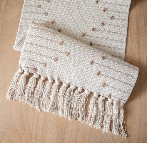 Caflife Taupe Beige Cotton Linen Rustic Boho Table Runner 13 x 60 Inch Long - color: Taupe Beige, size: 13x60Inch