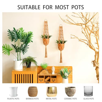 Artilady Hanging Planter for Indoor Plants, Macrame Plant Hanger Holder - color: Latte Brown