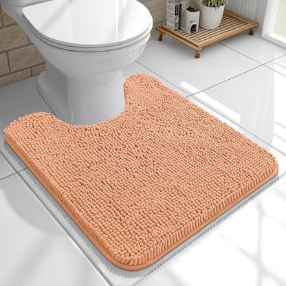 OLANLY Toilet Rugs U-Shaped 20x20, Soft Absorbent Chenille Contour Rugs - color: Peach, size: 20" X 20" Contour Rug