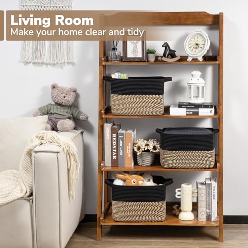 Goodpick Woven Storage Basket for Shelves, 13" x 10" x 9", Black Jute - color: Black, size: 13"L x 10"W x 9"H