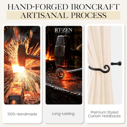 RTZEN Metal Curtain Tiebacks, Drapery Holders for Wall, 2 Pcs - size: Medium, style: Classic