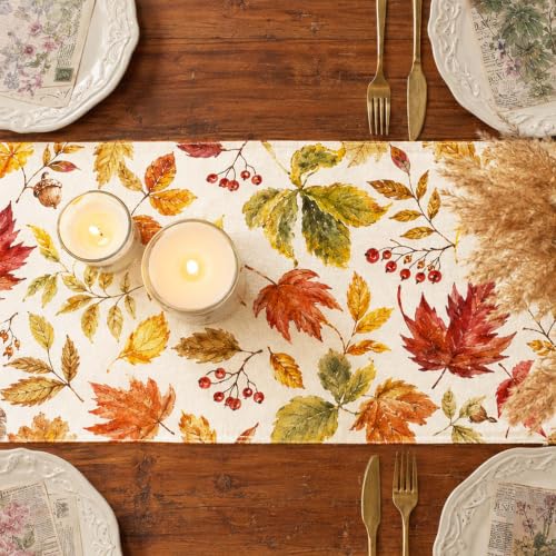 ONFAON Fall Decorations for Home, Fall Maple Leaves Table Runner - size: table runner-Fall Leave