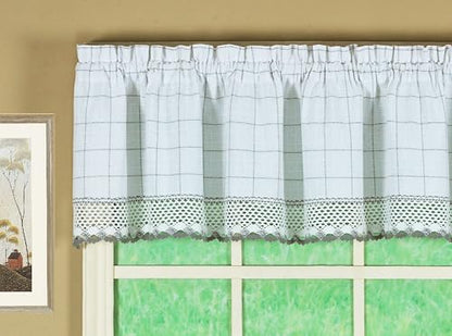 Today's Curtain Adirondack 2-Tone Crochet Valance 12", White/Gray, 60W x 12L - color: White/ Gray, size: 60"W x 12"L (Pack of 1)