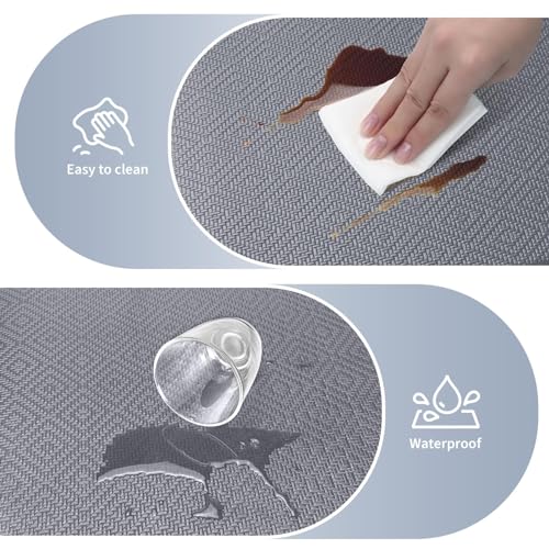 Kitchen Mat 2PCS Kitchen Rugs Cushioned Anti-Fatigue Rug Standing Desk Mat - color: Light Grey, size: 47"L x 17.3"W x 0.5"Th