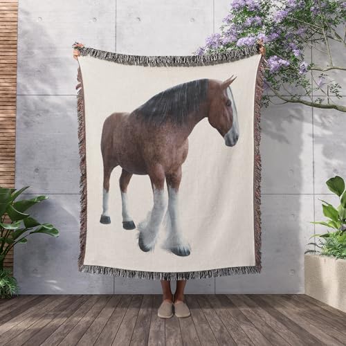 3dRose Clydesdale Horse Walking to The Left and Front Woven Blanket