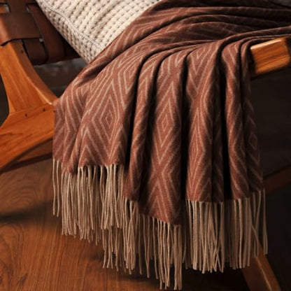CUDDLE DREAMS Premium Cashmere Throw Blanket with Fringe (Diamond Ochre) - color: Diamond Ochre