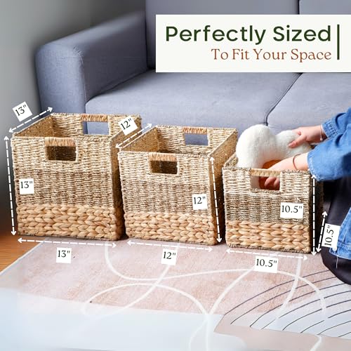 CHI AN HOME 11x11 Wicker Storage Cubes Storage Baskets For Shelves Set 4 - size: 10.5x10.5x10.5