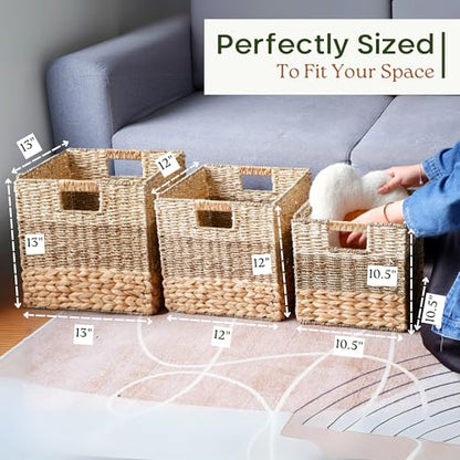 CHI AN HOME 11x11 Wicker Storage Cubes Storage Baskets For Shelves Set 4 - size: 10.5x10.5x10.5