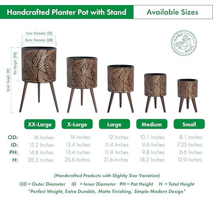 D'vine Dev 16 Inch Planter Pot with Wood Stand, Bronze/Grey, 88-L-E-6 - color: Bronze/Grey, size: XX-Large