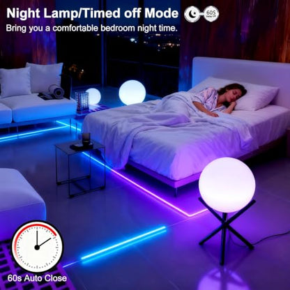 Lightdot 12-Inch Outdoor Globe Lights, RGB+CW Globe Floor Lamp with Remote - color: 15.7''RGBCW