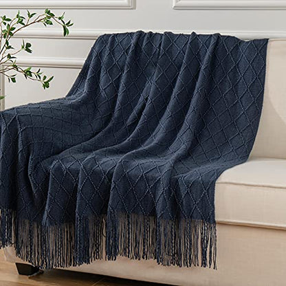 BATTILO HOME Navy Blue Throw Blanket for Couch, 52"x80" - color: Navy, size: 52 x 80 in.