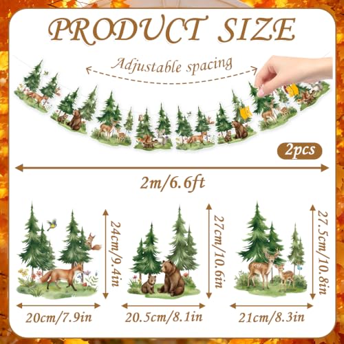SUNBEAUTY Woodland Animals Banner 13.2FT Baby Shower Garland Party Supplies - color: Forest-2