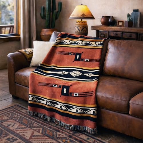 Pure Country Weavers Mesquite Earth Blanket - Southwest Native American Inspired - Gift Tapestry Throw Woven from Cotton - Made in the USA (72x54) - color: Mesquite Earth, size: Large