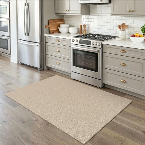 EARTHALL Washable Area Rug, Non Slip Entryway Rug, 4x5 Ft, Sand/Beige - color: Sand/Beige, size: 4' x 5' (Rectangular)