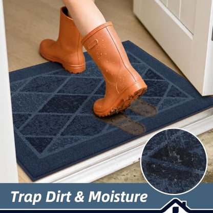 BEQHAUSE Dirt Trapper Door Mats 32" x 48", Non-Slip Washable, Navy Blue - color: Navy Blue/Multi Tone, size: 32" X 48" (Rectangular)