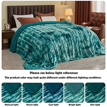 NEWCOSPLAY Faux Fur Sherpa Throw Blanket for Couch, Light Teal, 40"x50" - color: Tie-dye Light Teal, size: Throw(40"x50")
