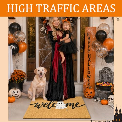 Halloween Welcome Mat Ghost Non-Slip Front Door Mat, 17x29 in - color: Ghost