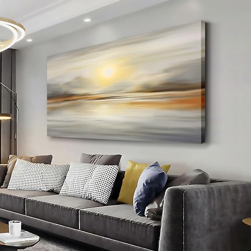 VHMING Abstract Canvas Wall Art Seascape Canvas Printing Abstract Art Wall Decor Artwork for Living Room Bedroom Dining Room Home Office Decor 29x58 inch - color: Yellow, size: 58"L x 29"W